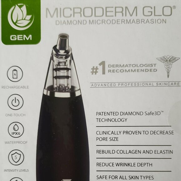 Microderm GLO GEM Diamond Microdermabrasion Suction Tool Collagen Wrinkle Skin - Picture 1 of 3